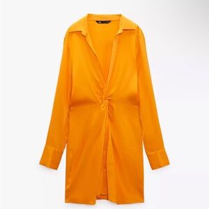 Zara orange shirt dress